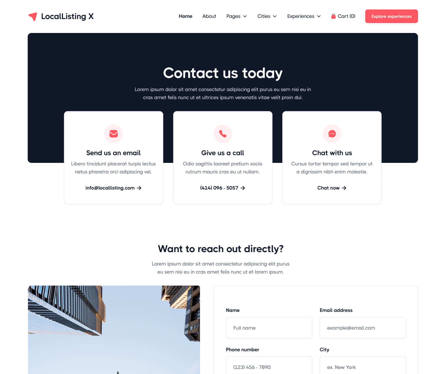 LocalListing X - Contact V1 Page - Webflow Template