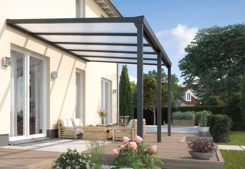 Terrassenüberdachung - Einsteiger XS - Das Ideale Terrassendach für kleine Gärten mit wenig Platz