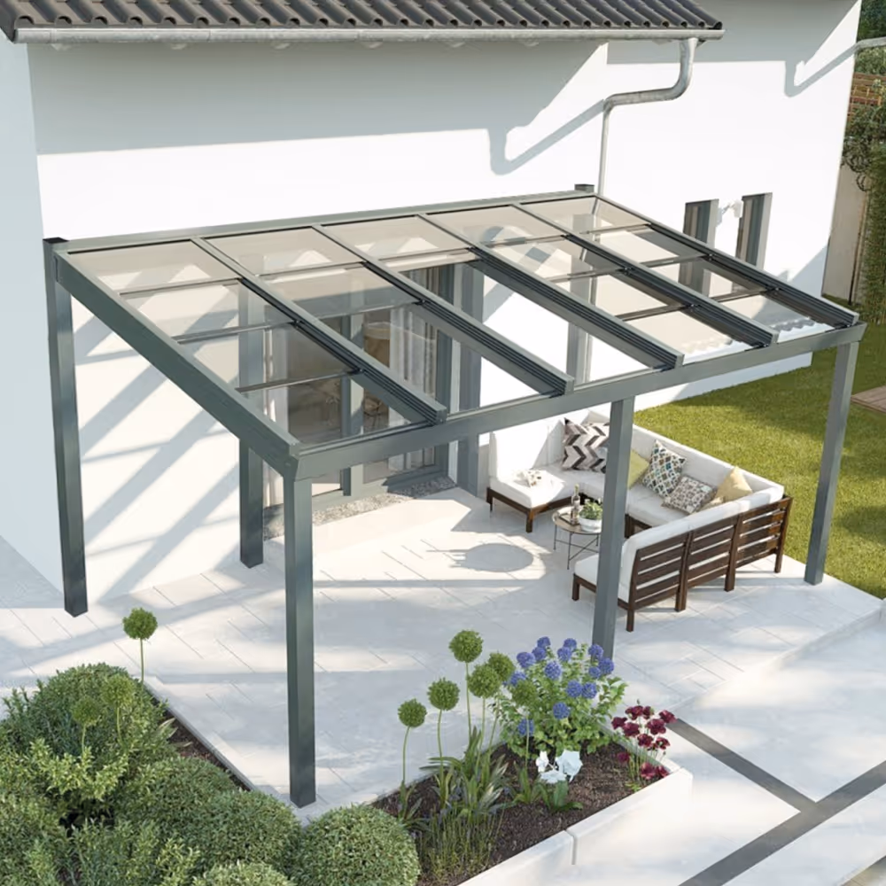 Terrassenüberdachung - Schiebedach-XL-freistehend - Komfort für Ihren Garten