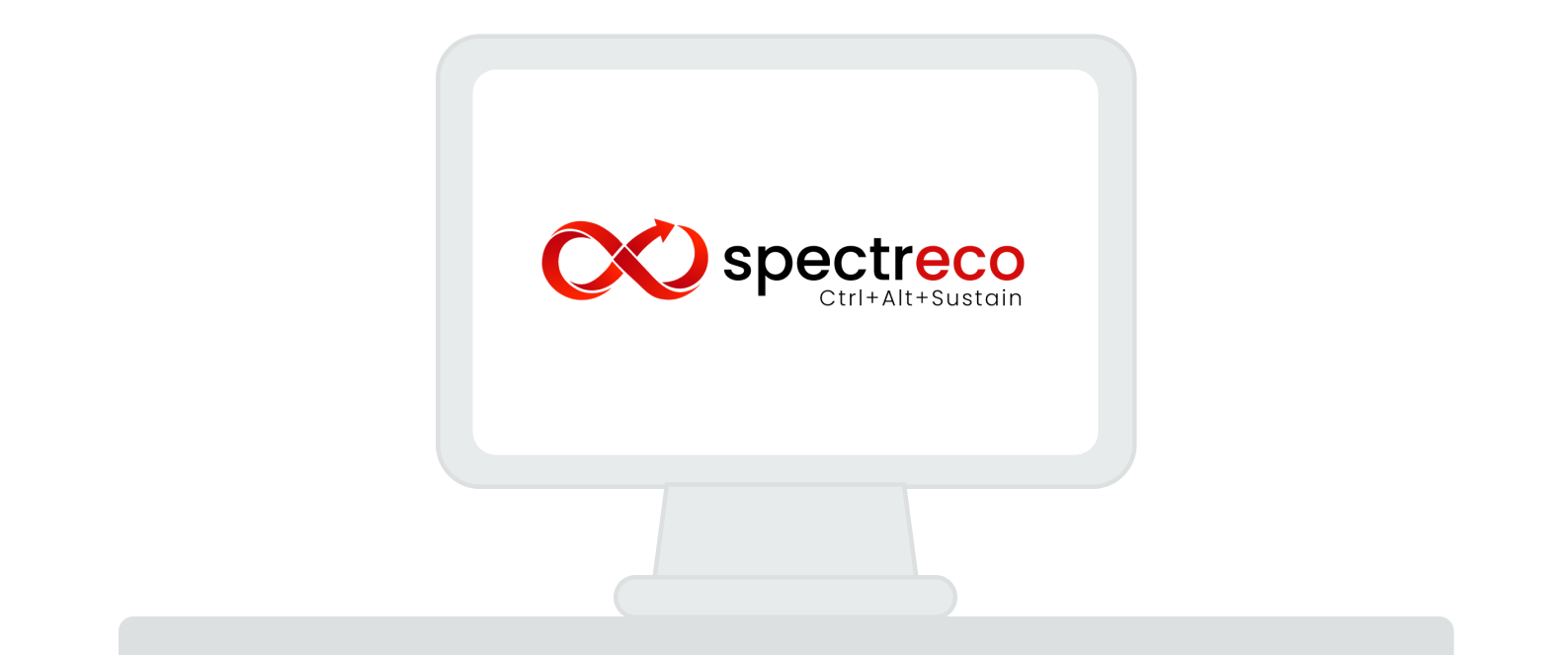 vector illustration of a computer screen with the spectreco wordmark logo