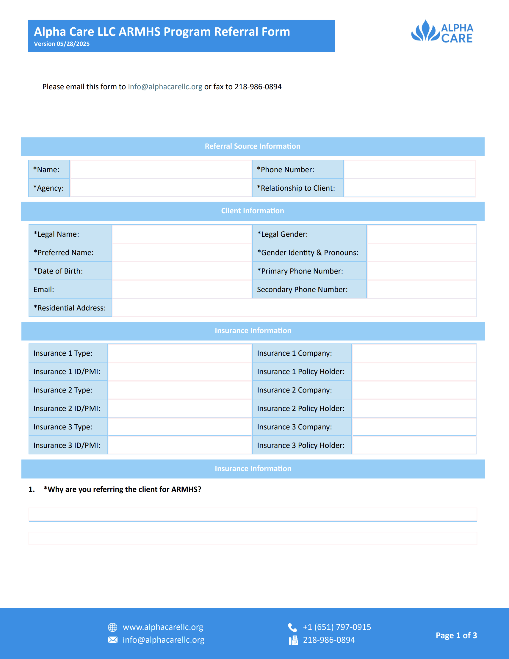 Alpha Care Referral Form
