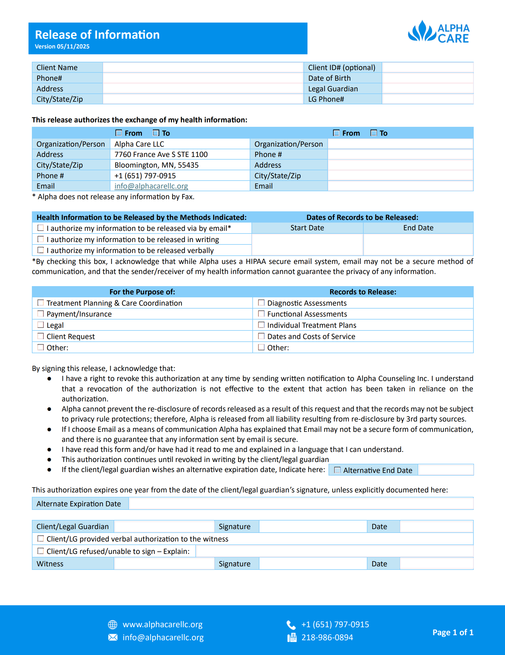 Release of Information Preview