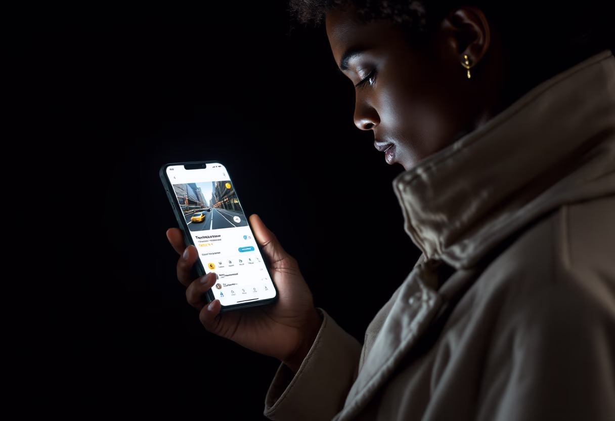 image of a commuter using a transportation app