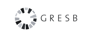 GRESB logo with circular segmented graphic on the left and text on the right.