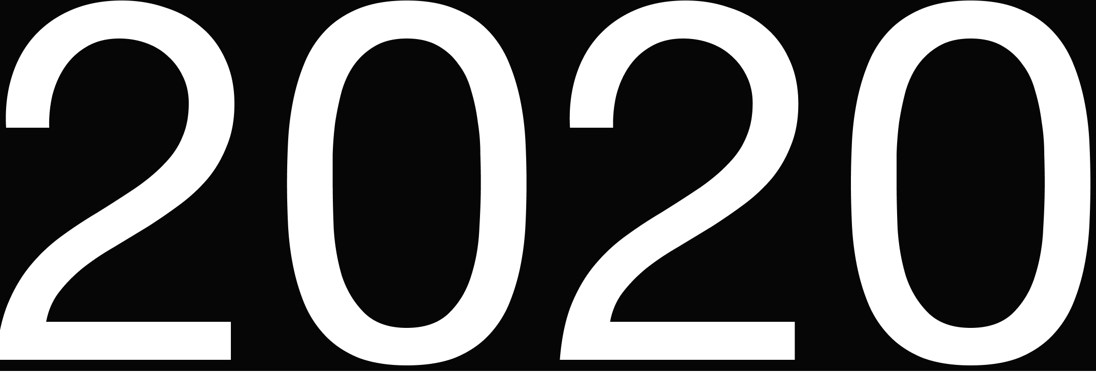 Bold black numerals displaying the year 2020 on a white background.