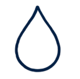 Simple blue outline of a water drop on a transparent background.