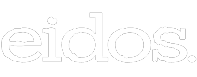 The word 'eidos.' in white stylized lowercase letters on a black background.