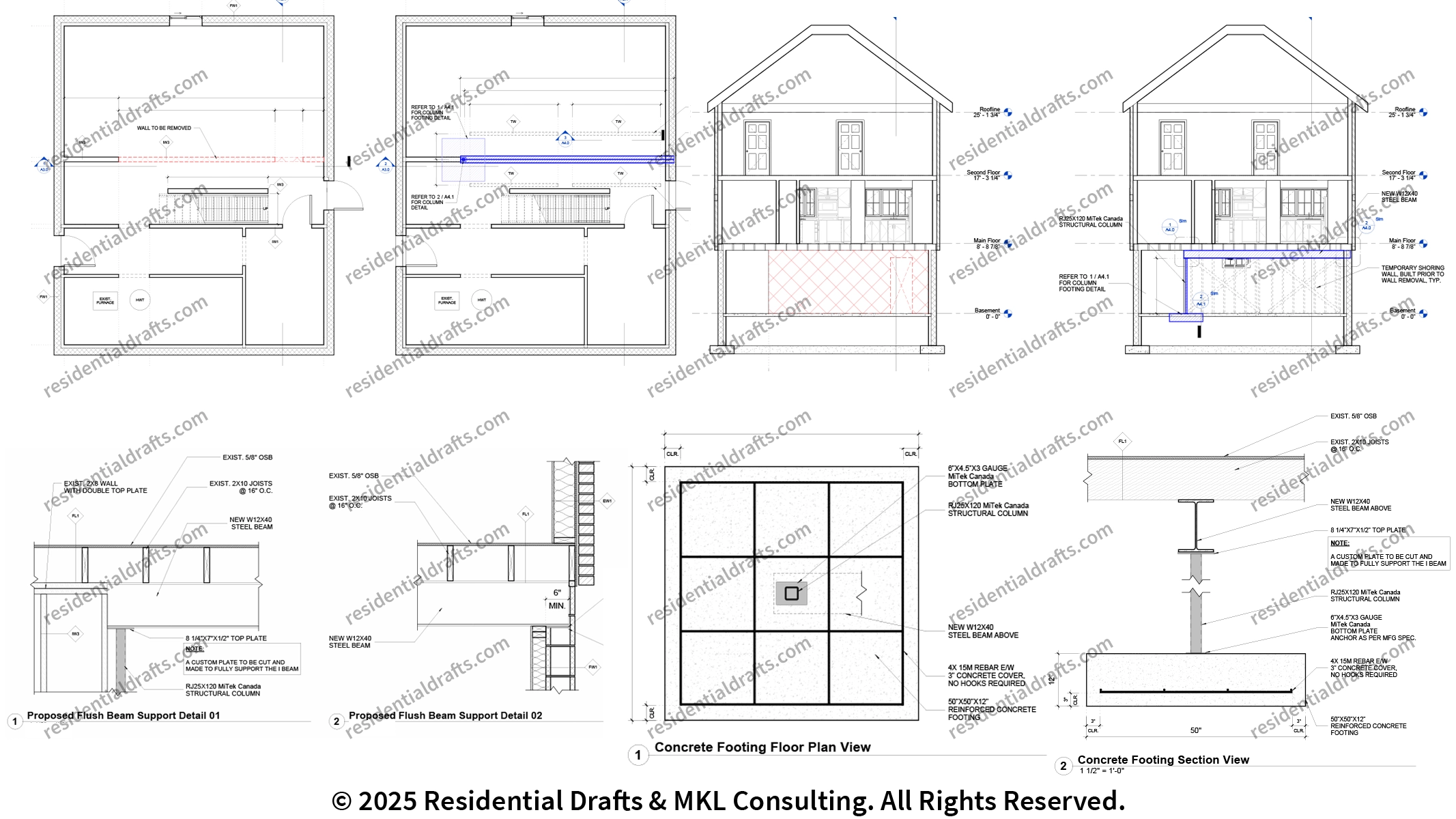 Load-Bearing Wall Removal permit drawings in Prince Edward County. Safe structural modifications for a sound open-concept transformation. Get your quote now!