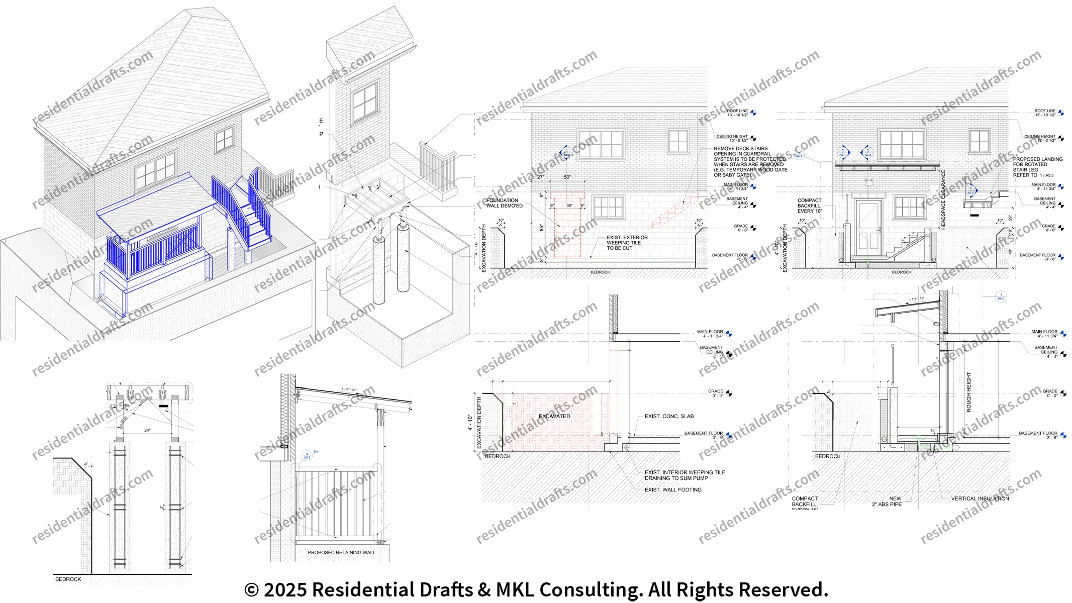 Below-Grade Entrance permit package. Highly detailed Structural documentation for excavation, foundation, and wall penetrations. Request a consultation!