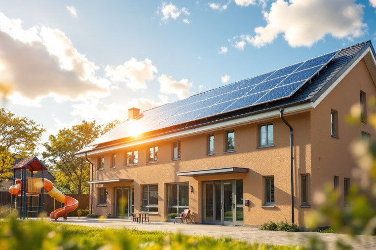 image of solar panels on rooftops