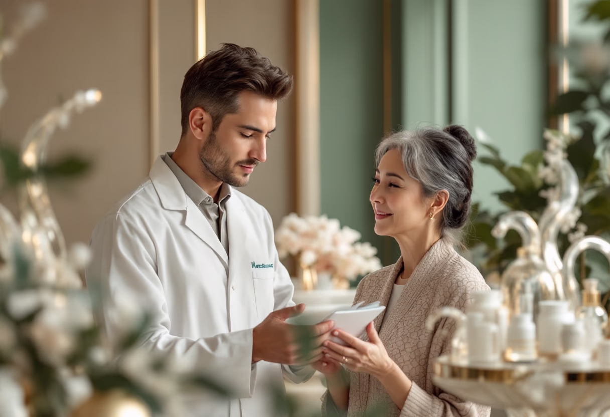 image of pharmacist consulting with a customer