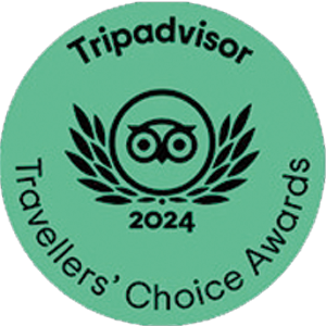 Tripadvisor Travellers' Choice Awards 2024 badge with owl logo and laurel wreath.