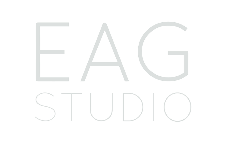 EAG Studio text logo in light gray on black background.