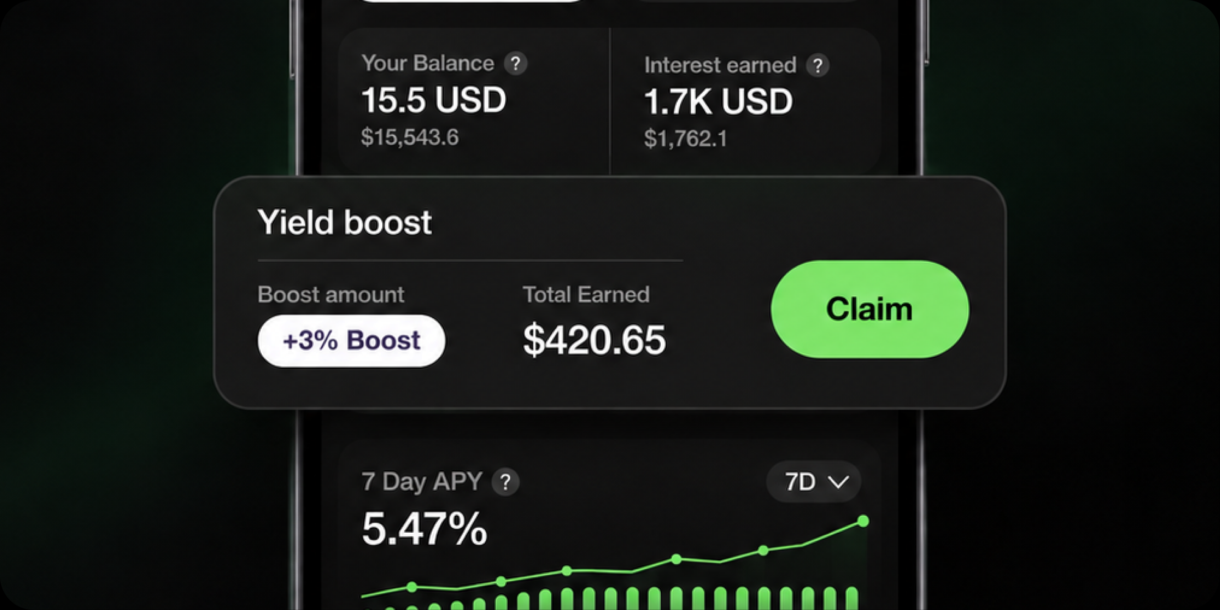 The Yield Boost banner at the top of a Solid vault with the Claim button