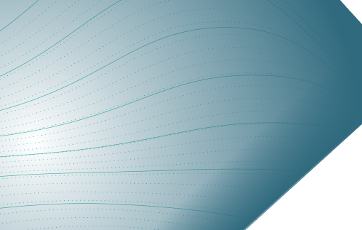 Abstrakte Grafik mit gewellten Linien und Punkten, die von links nach rechts auf petrolfarbenem Hintergrund verlaufen.