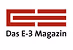 Logo mit roten Linien und dem Schriftzug Das E-3 Magazin.