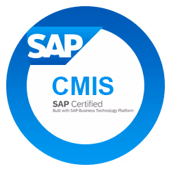 SAP CMIS Zertifizierung mit dem SAP Business Technology Platform Logo.