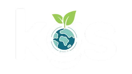 Logo mit den Buchstaben "kgs", wobei das "g" eine stilisierte Erde mit zwei grünen Blättern als Symbol für Nachhaltigkeit zeigt.