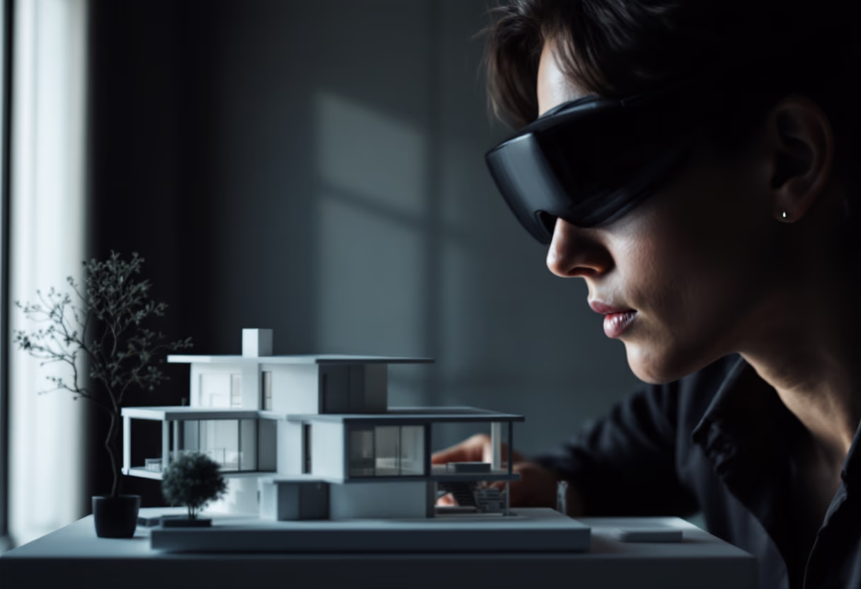 image of augmented reality service demonstration for real estate business