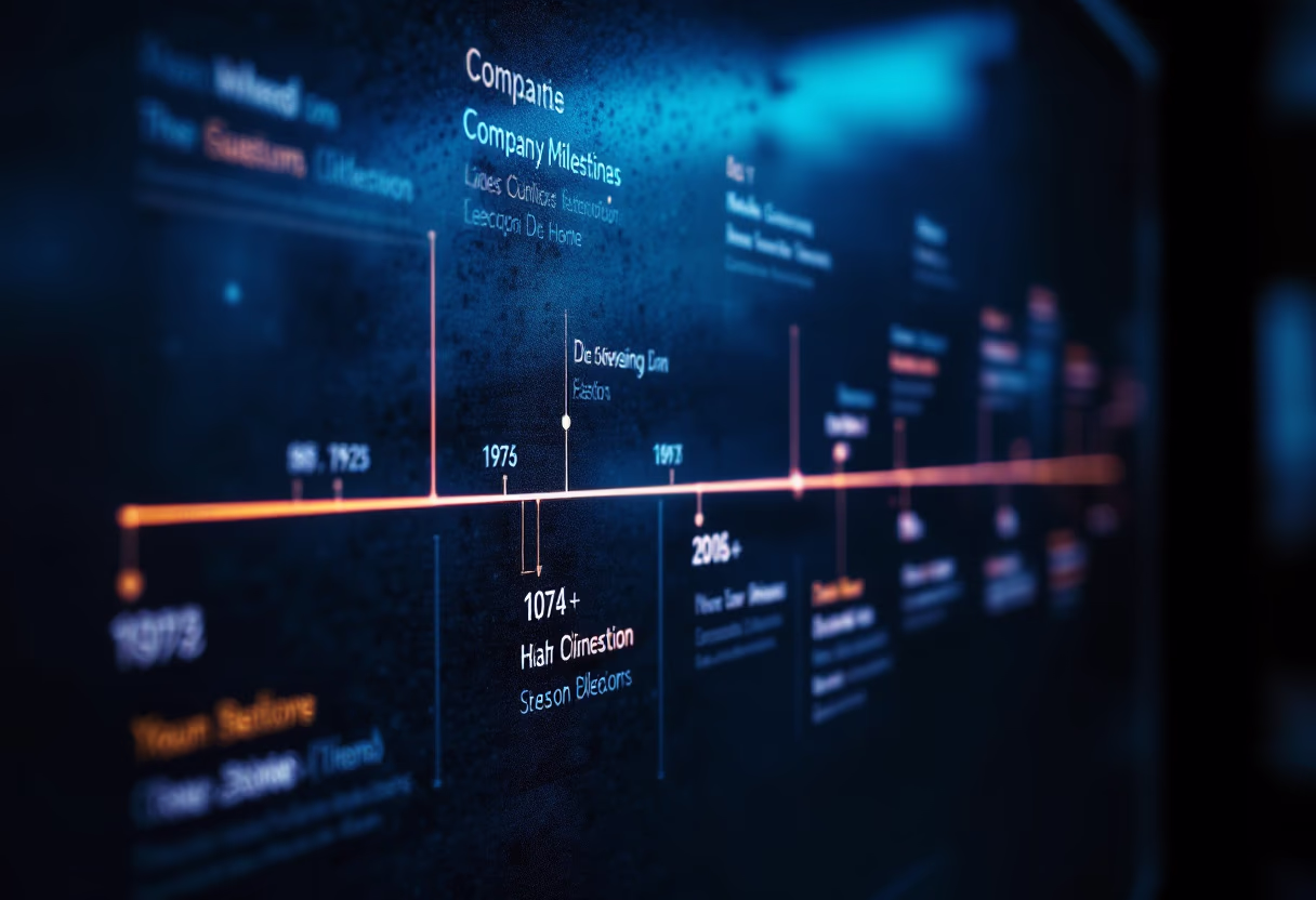 image of company milestones in a timeline format (for an edtech)