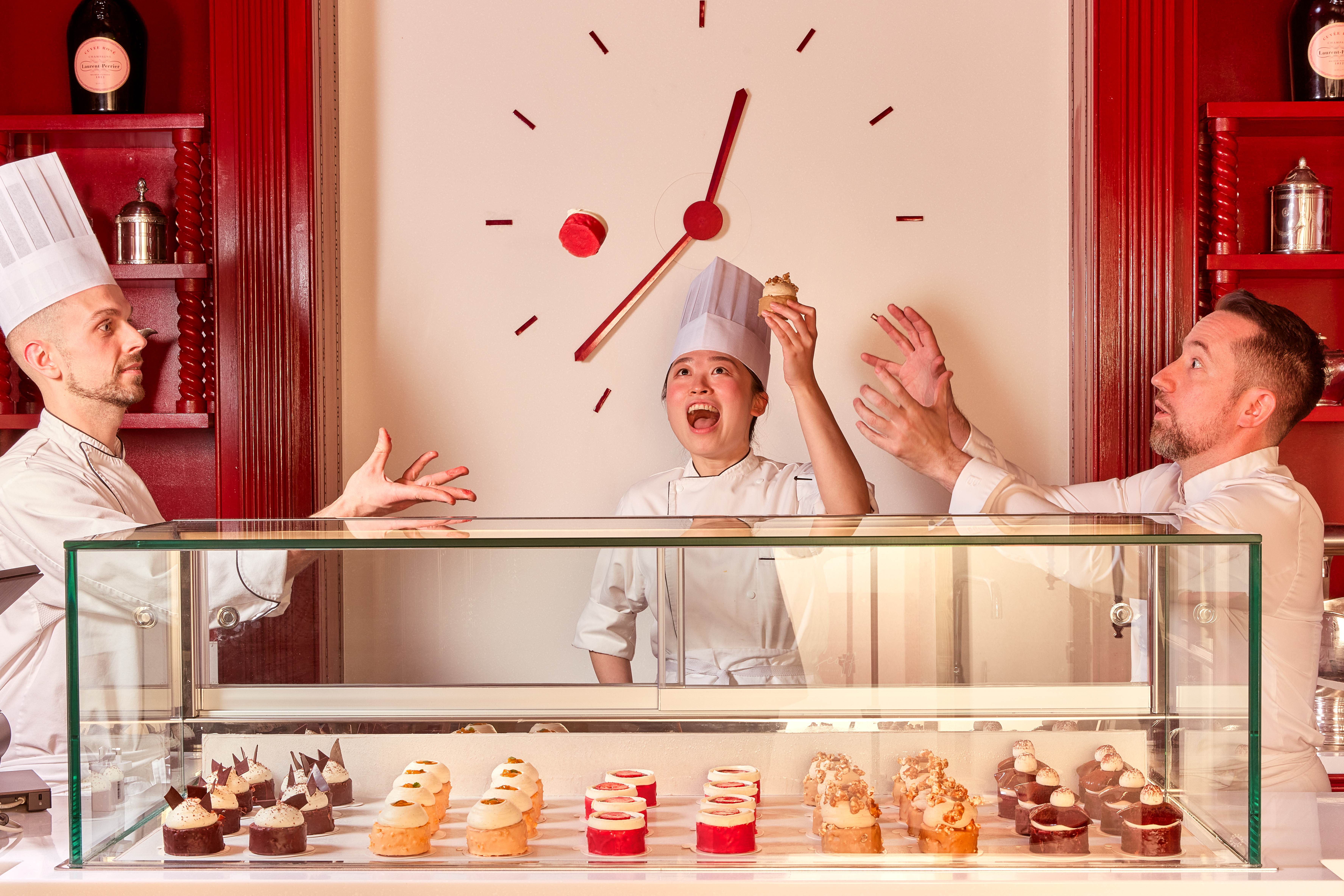 Scoff announces itself not with fanfare, but with the warm, buttery scent of scones emerging on the dot of 12.04pm (a playful nod to 4pm teatime). Inside its lacquer-red, glass-fronted shop, Executive Pastry Chef Nicolas Houchet’s creations are made to be scoffed — unapologetically. 