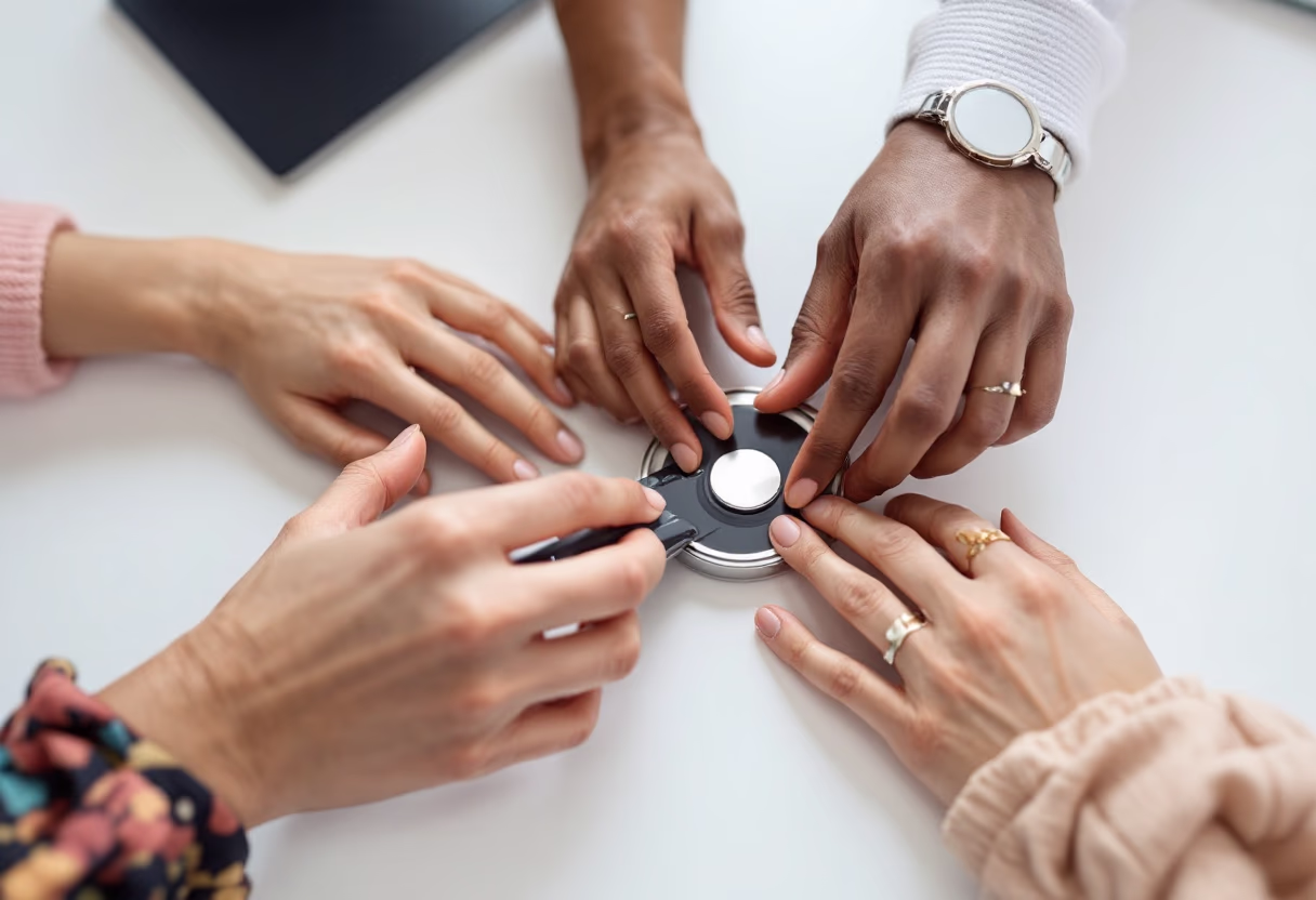 image of job applicants in a discussion at a medical clinic