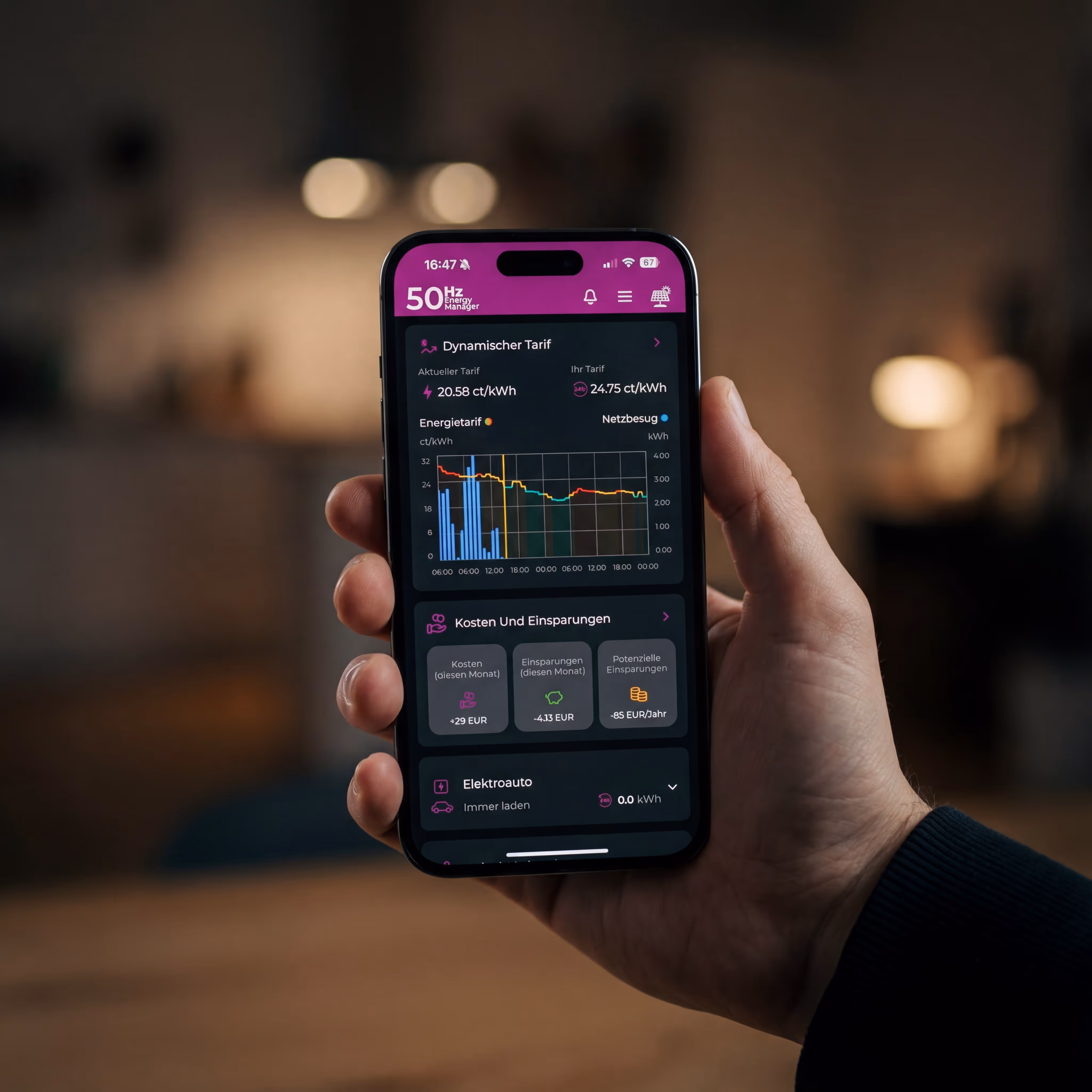 Rennergy 50Hz Energy Manager App auf dem Smartphone