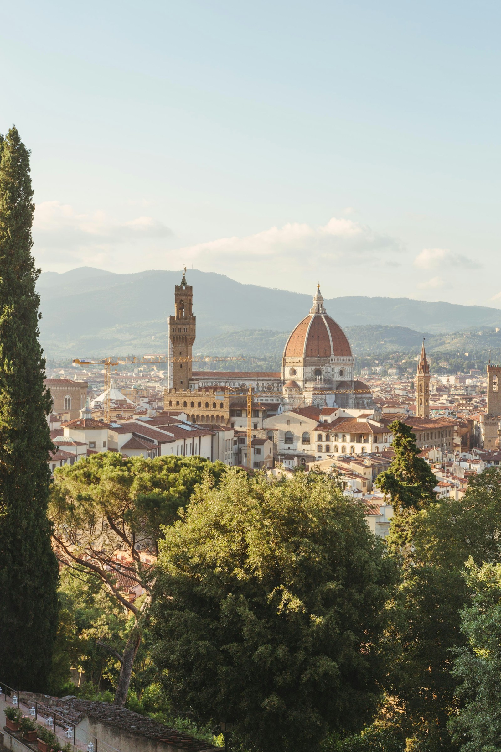 Florence skyline with the Duomo and Palazzo Vecchio seen from the hills