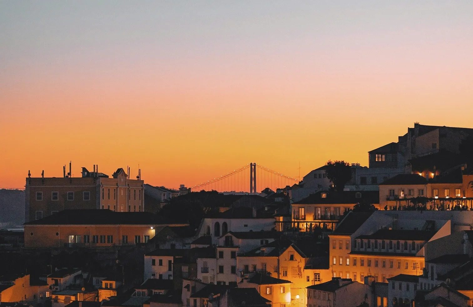 Lisbon rooftops at dusk