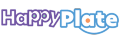 Happy Plate logo in a horizontal layout, featuring a playful smiley face icon and bold, colorful text in a kid-friendly style.