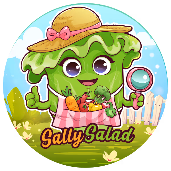 Sally Salad Plate Buddy character mat for interactive kids plates that encourage healthy eating.