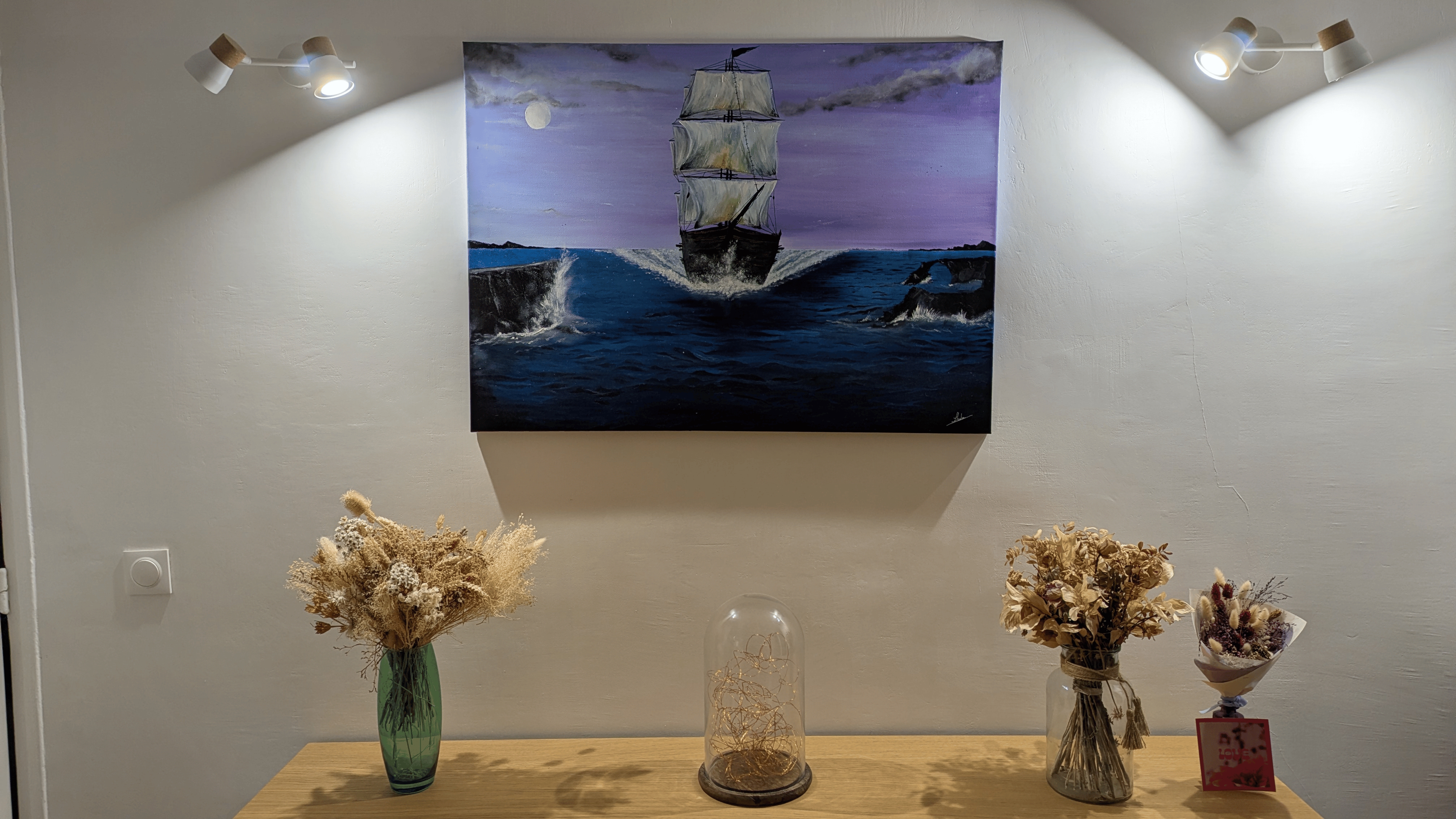 Ship in the purple night