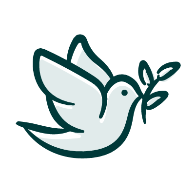 Icon of a dove holding an olive branch in its beak, symbolizing peace.