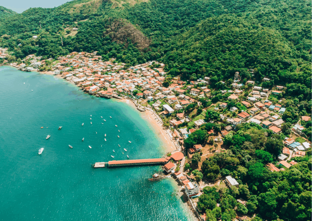 Image shows an aerial shot of Taboga Island in Panama.