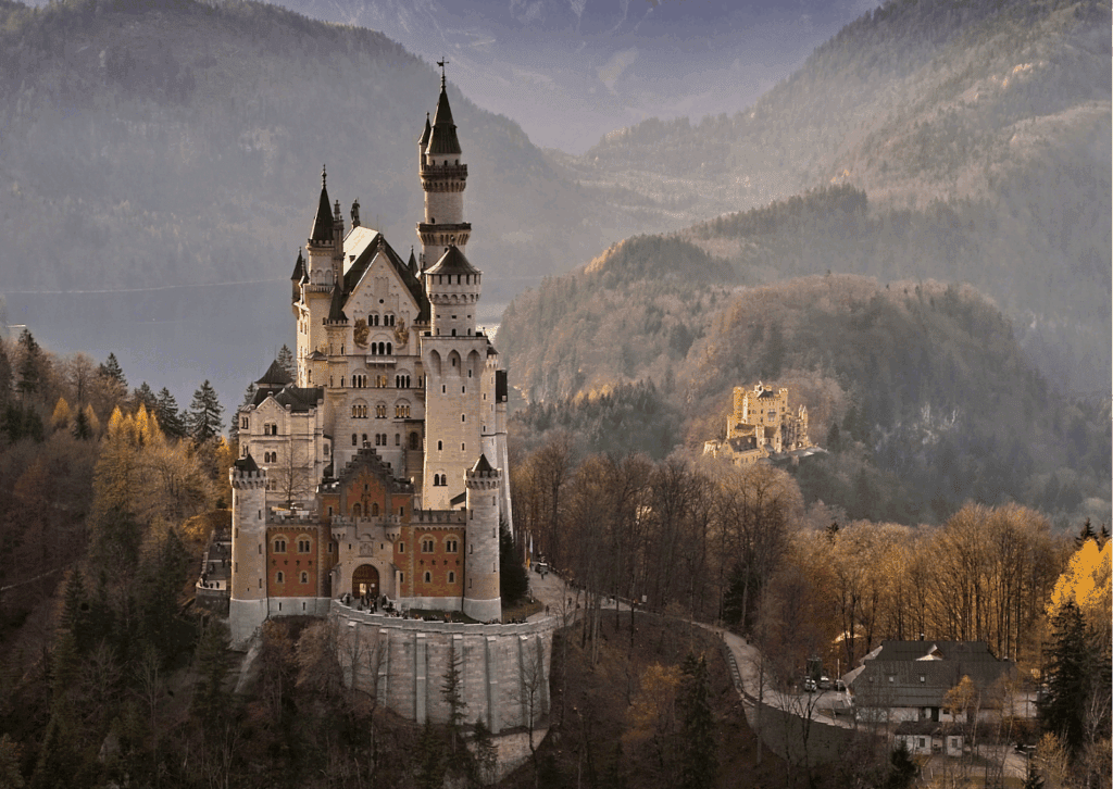 An image of Neuschwanstein Castle, a palace in Schwangau, Germany.