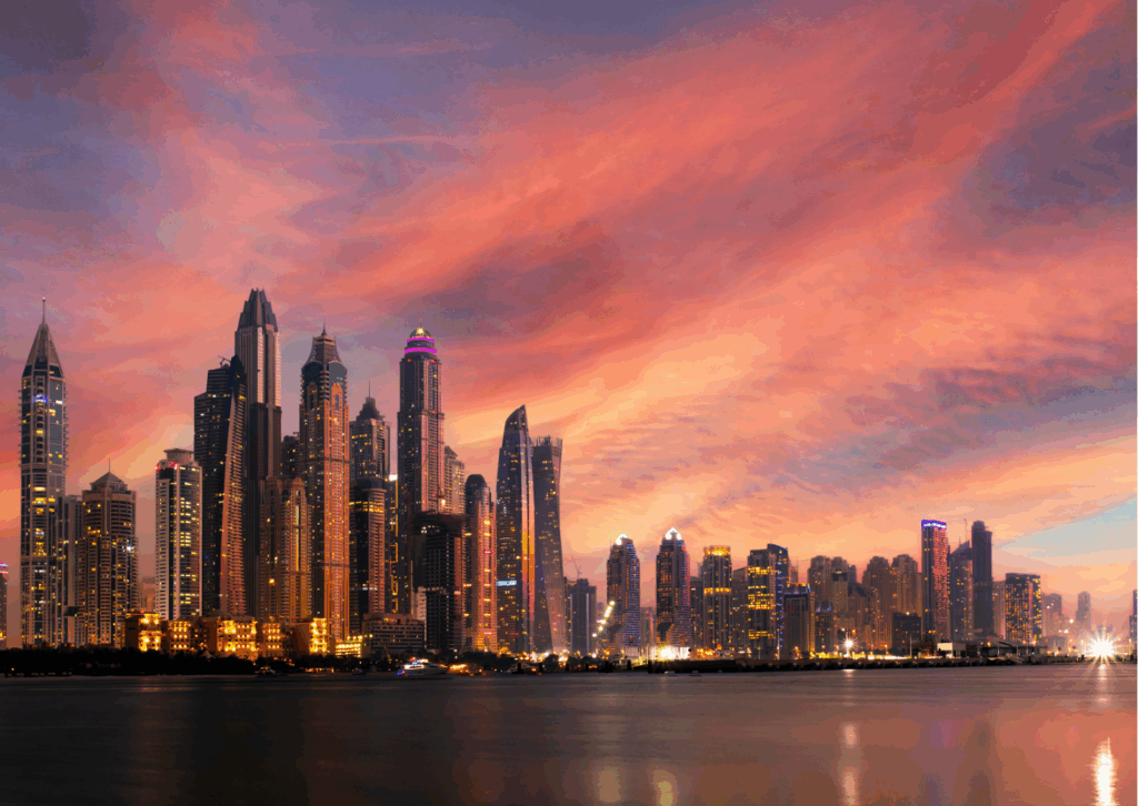 An image of a city landscape in the United Arab Emirates.