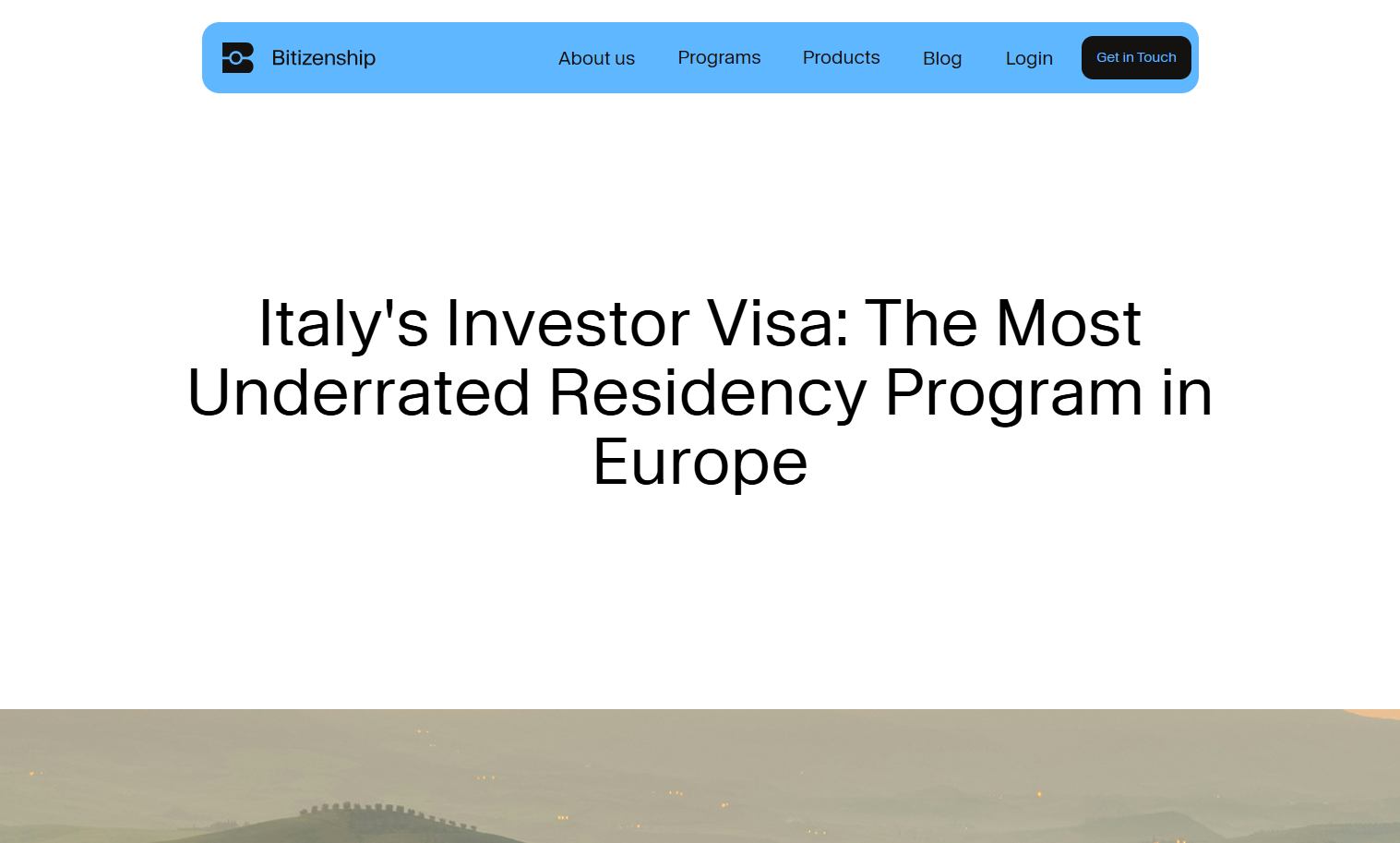 Bitizenship's Italy Investor Visa