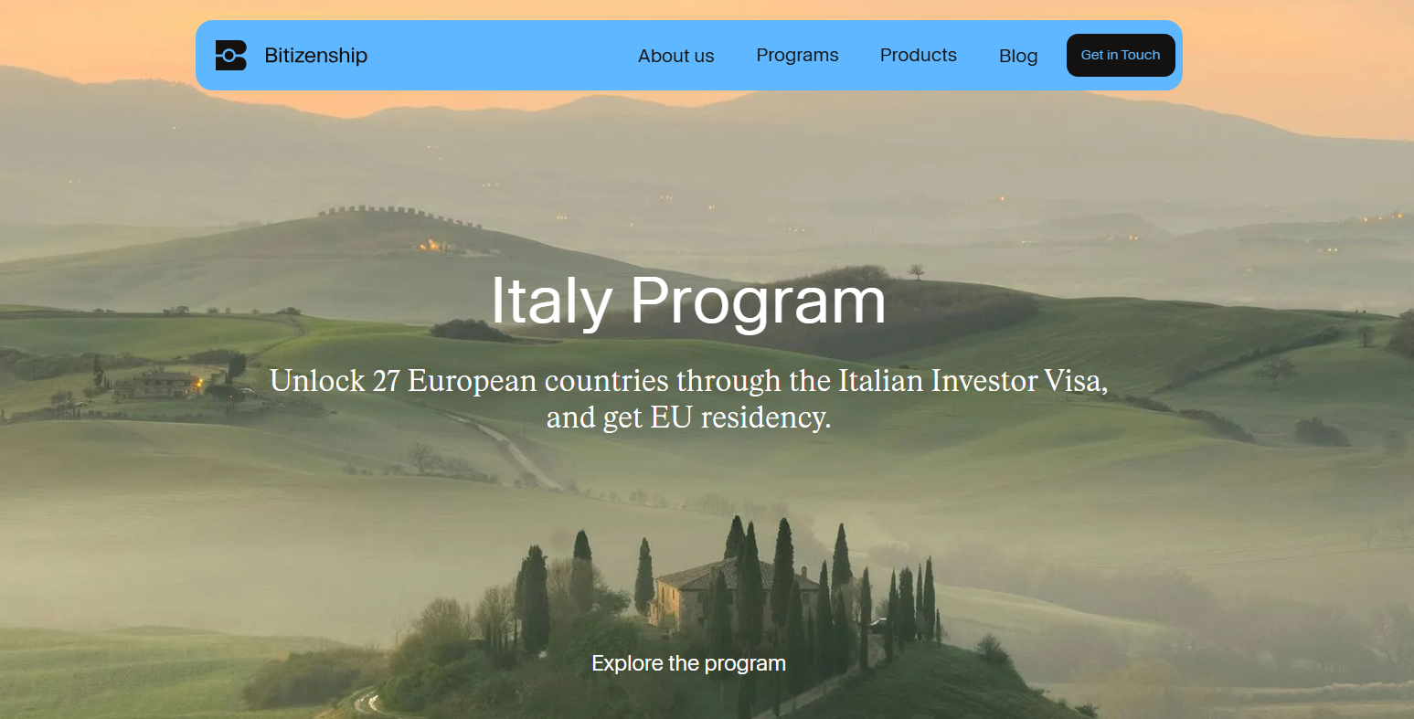 Bitizenship's Italy Investor Program