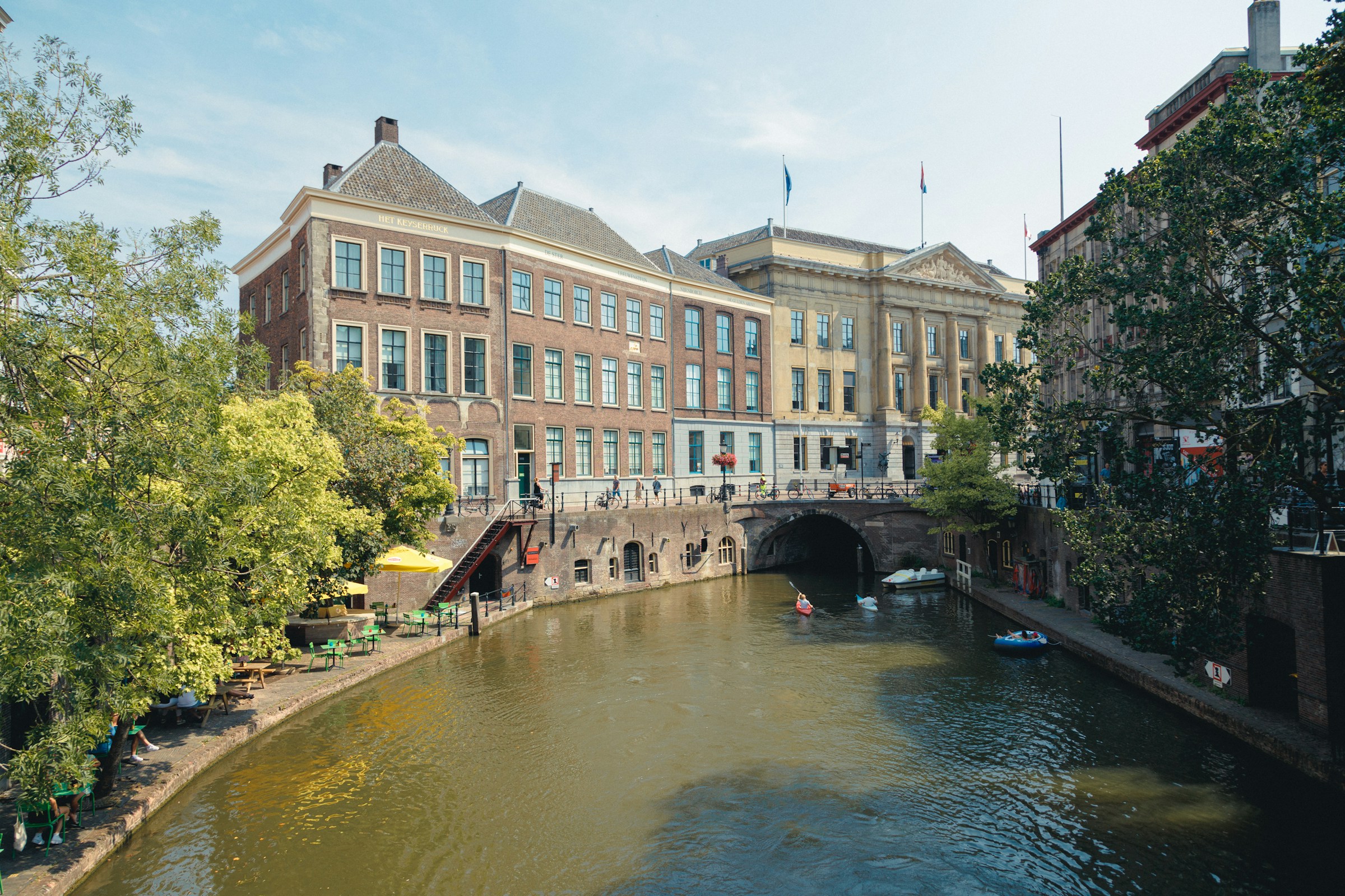 Utrecht's city hall and the Stadhuisbrug on the canal, Netherlands