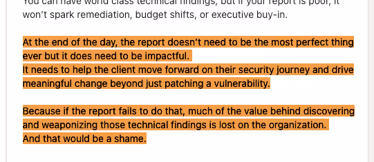 Quote about effective penetration testing reports