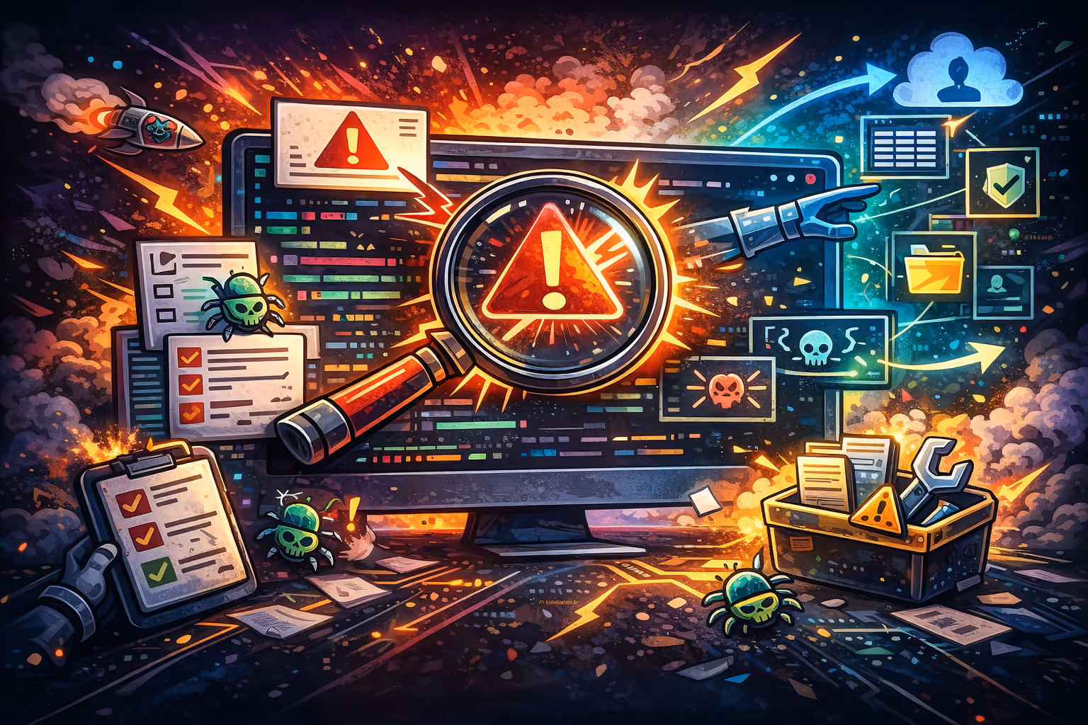 Penetration testing and vulnerability detection illustration