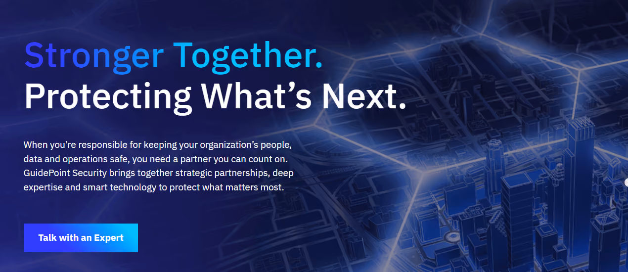 GuidePoint Security Cyber City Banner With Protecting Whats Next Slogan