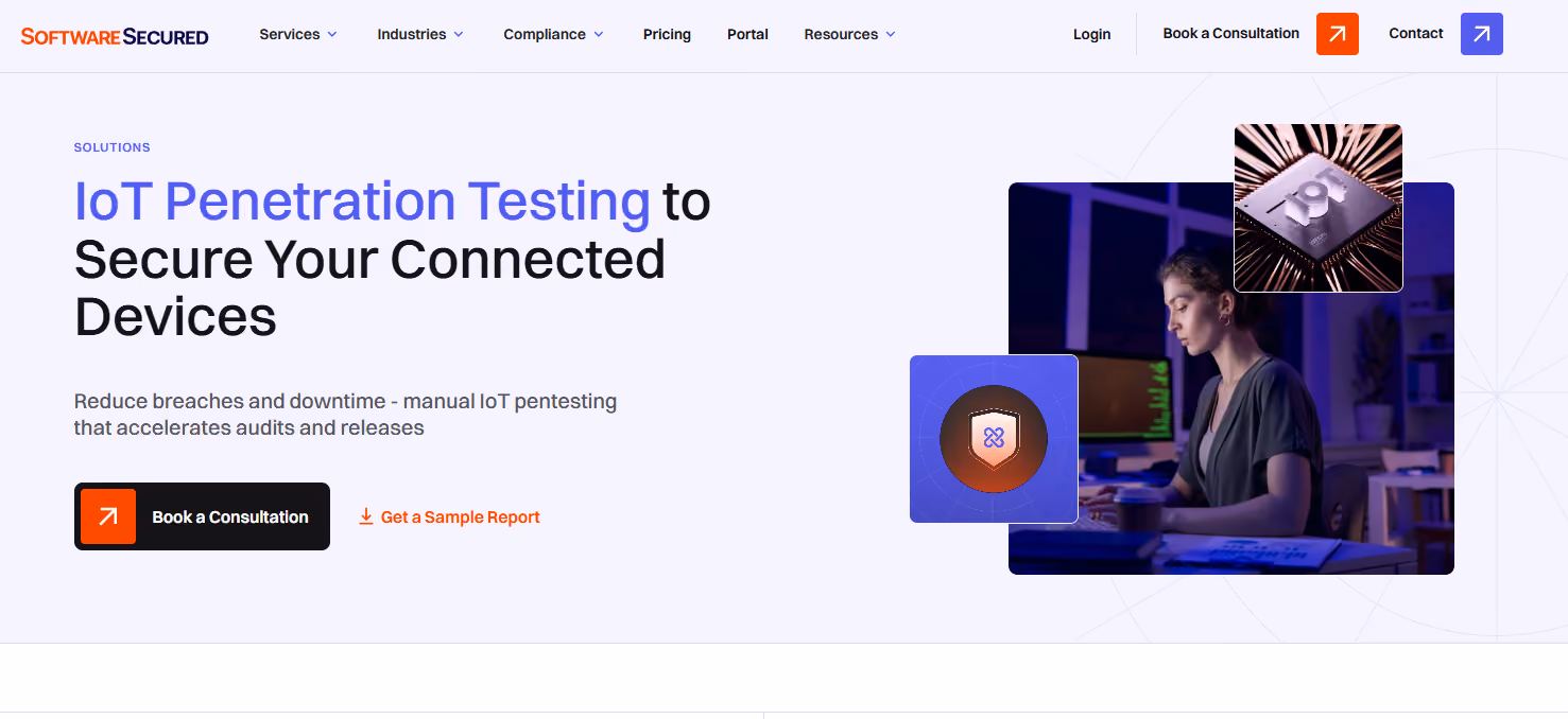 Screenshot of the software Secured webpage
