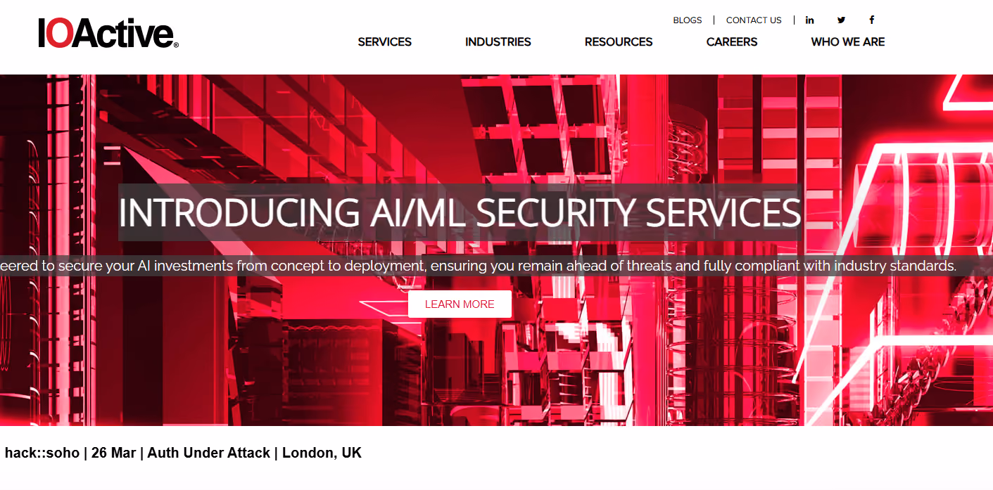 Screenshot of the IOActive webpage