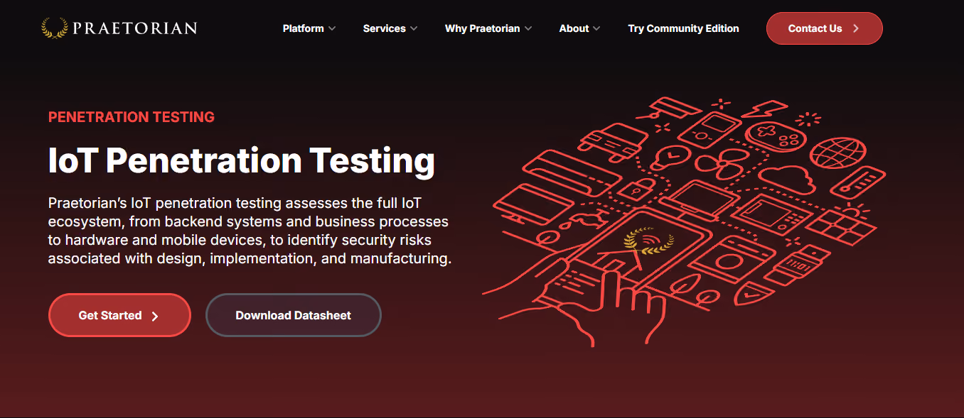 Screenshot of the Praetorian webpage