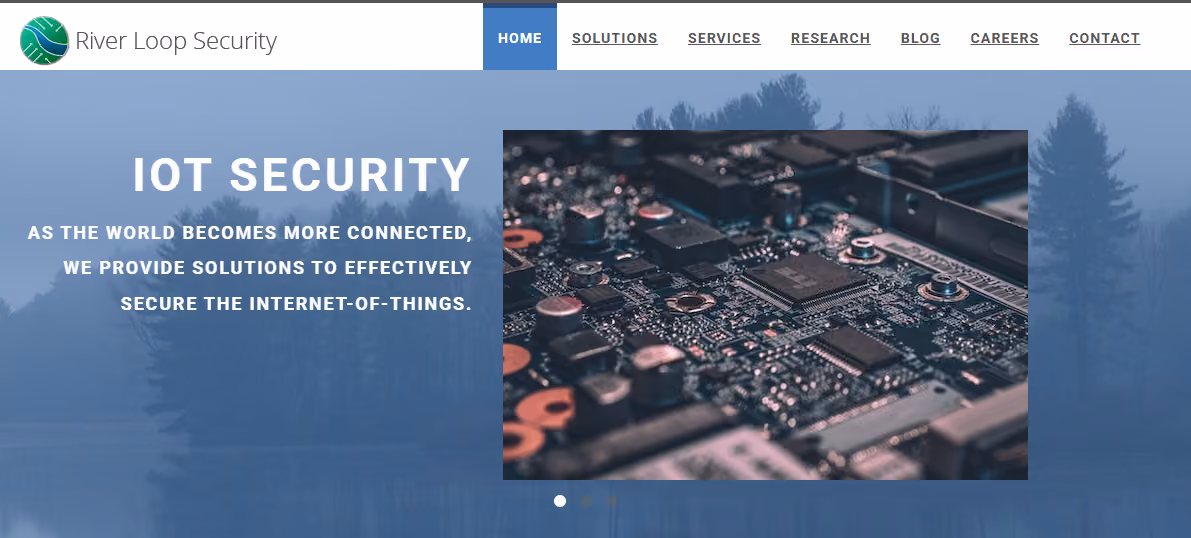 Screenshot of the River Loop Security webpage