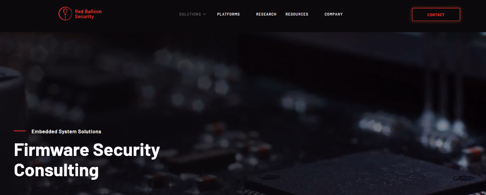 Screenshot of the Red Balloon Security webpage