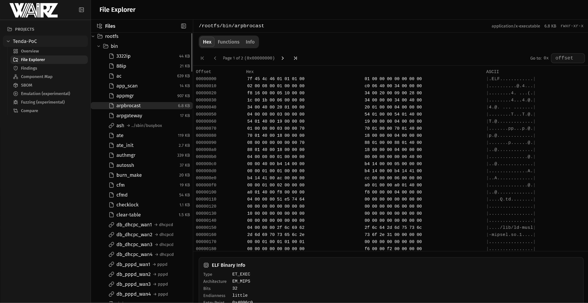 a firmware image from Tenda’s support portal