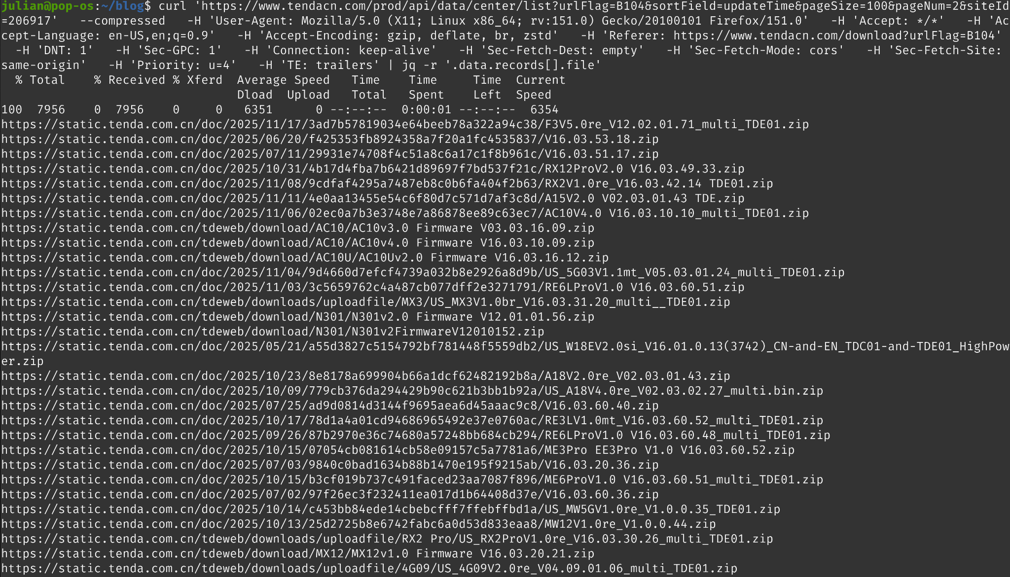 screenshot of terminal