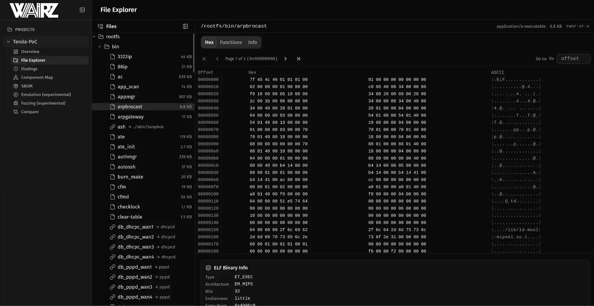 a firmware image from Tenda’s support portal